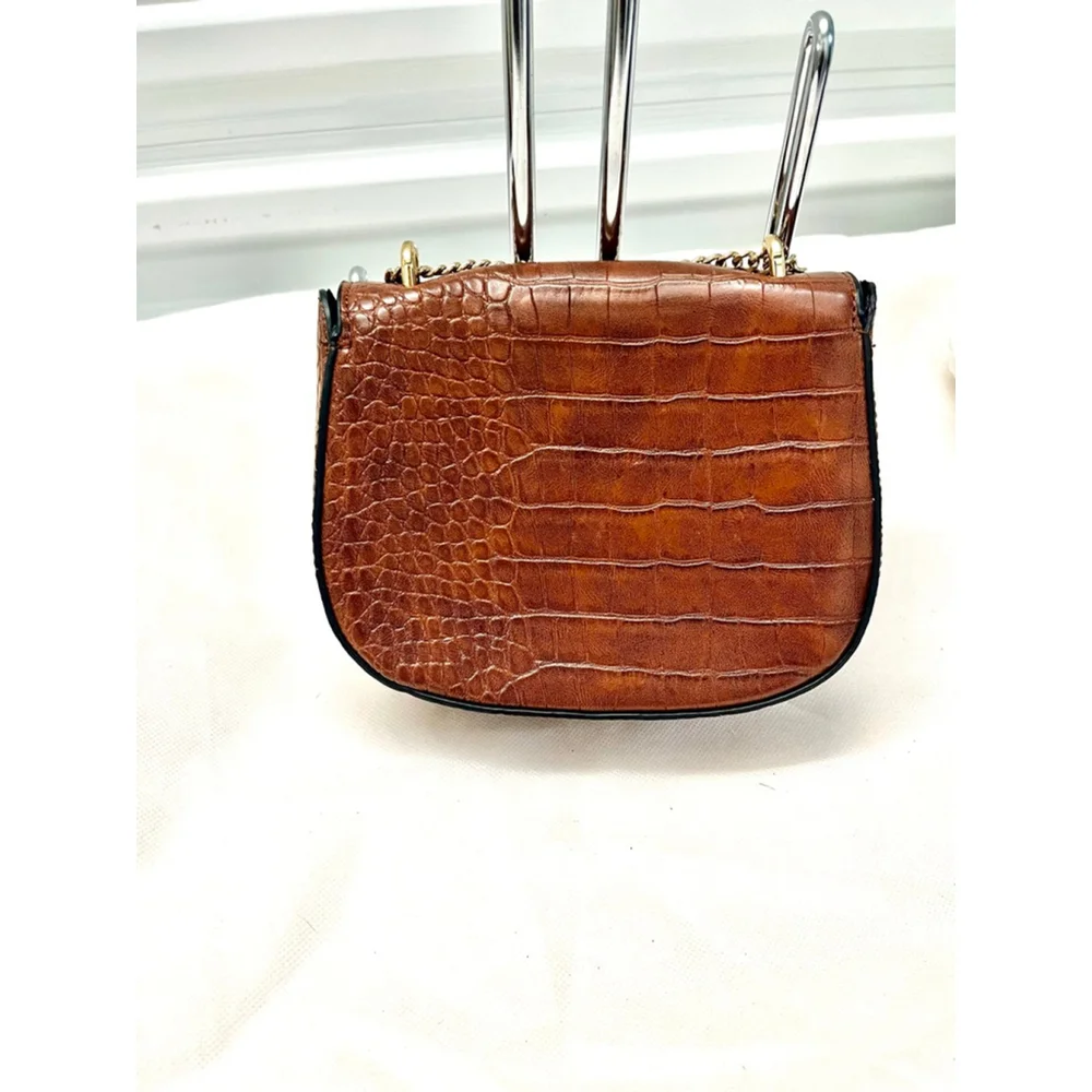 Mango MNG Brown Croc Textured Shoulder Bag Small